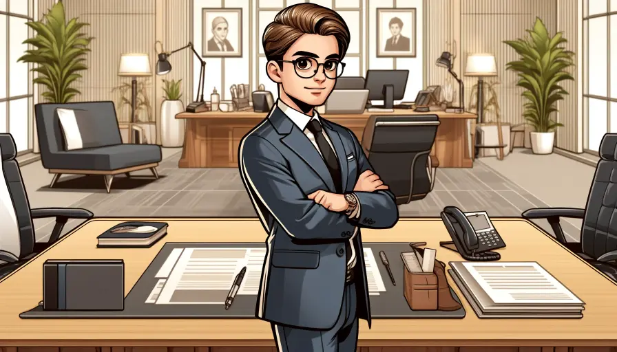 A corporate communication translator facing the camera