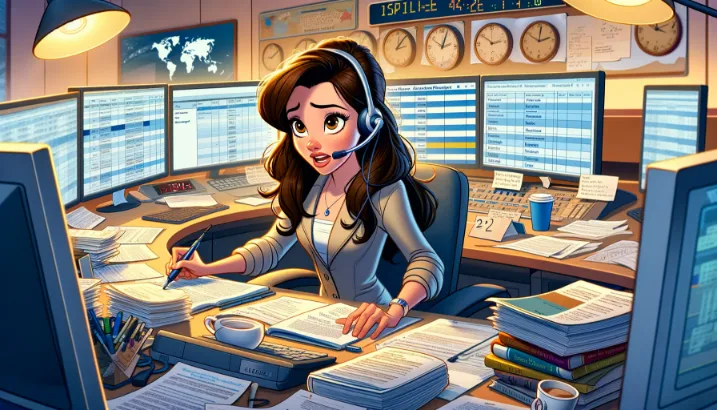 A translation project manager woman handling translation project delays