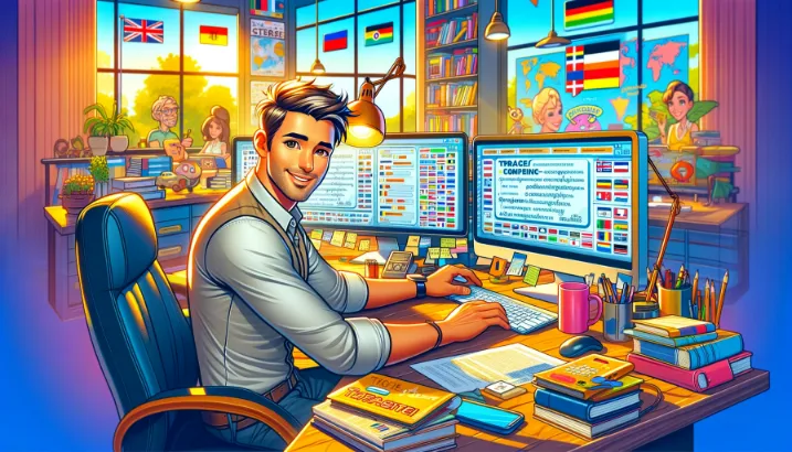 A project manager working on multilingual project management