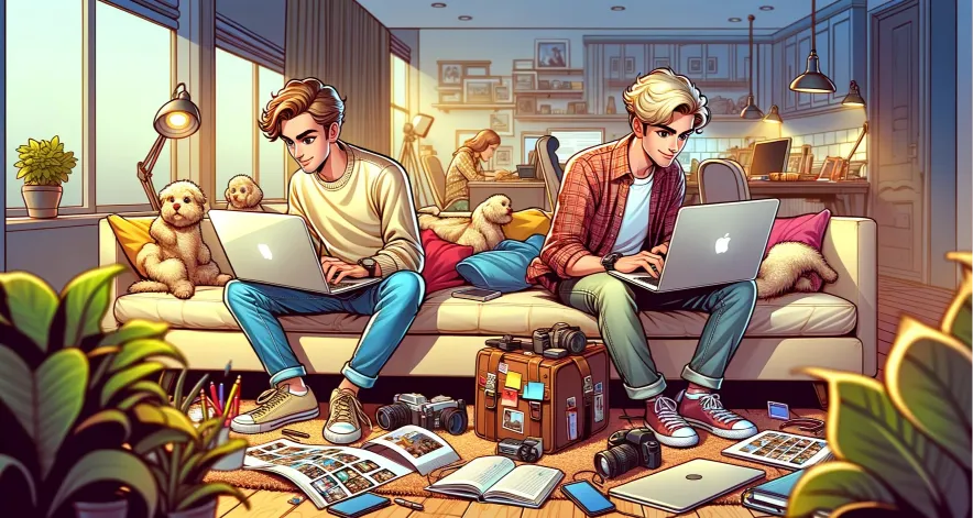 Two translators working on their laptops to ensure quality of their translation editing
