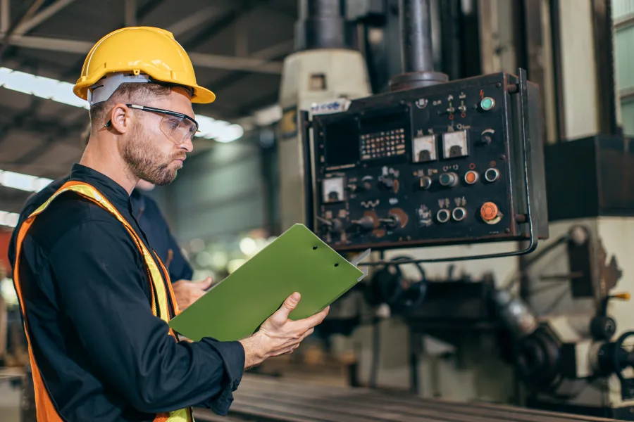Operator checking an equipment