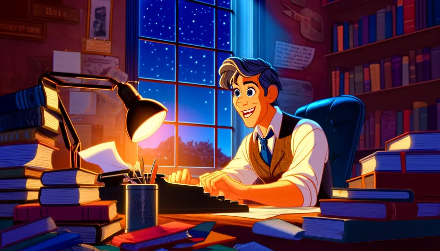 A literary translator working on a literary translation in this desktop