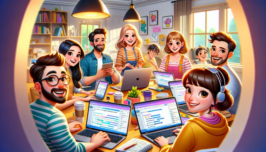 a team of translators using a translation management system